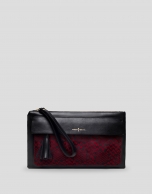 Burgundy hound's-tooth print Wild clutch bag