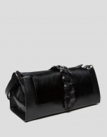 Black Laura shopping bag with foal hair flap