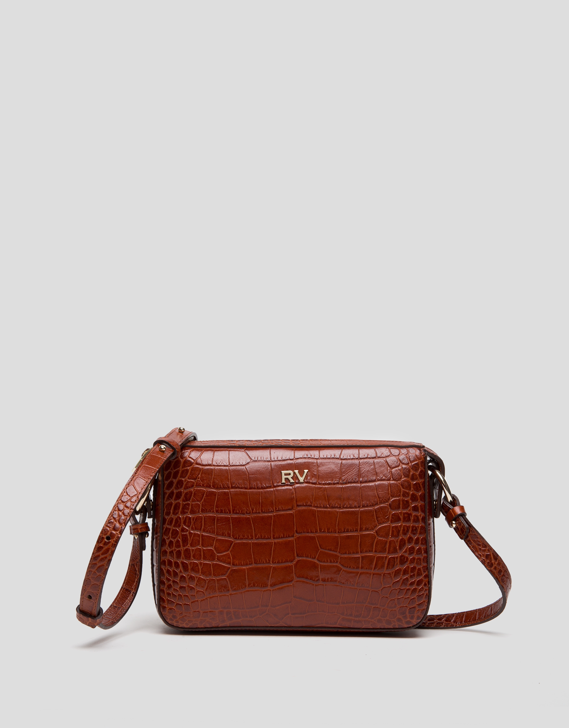 Brown alligator Trèsse shoulder bag