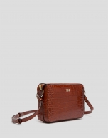 Brown alligator Trèsse shoulder bag