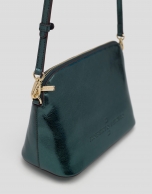 Green shiny leather shoulder bag