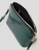 Green shiny leather shoulder bag