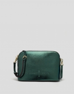 Green shiny leather shoulder bag