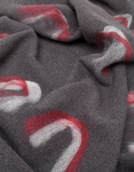 Grey scarf with red motifs