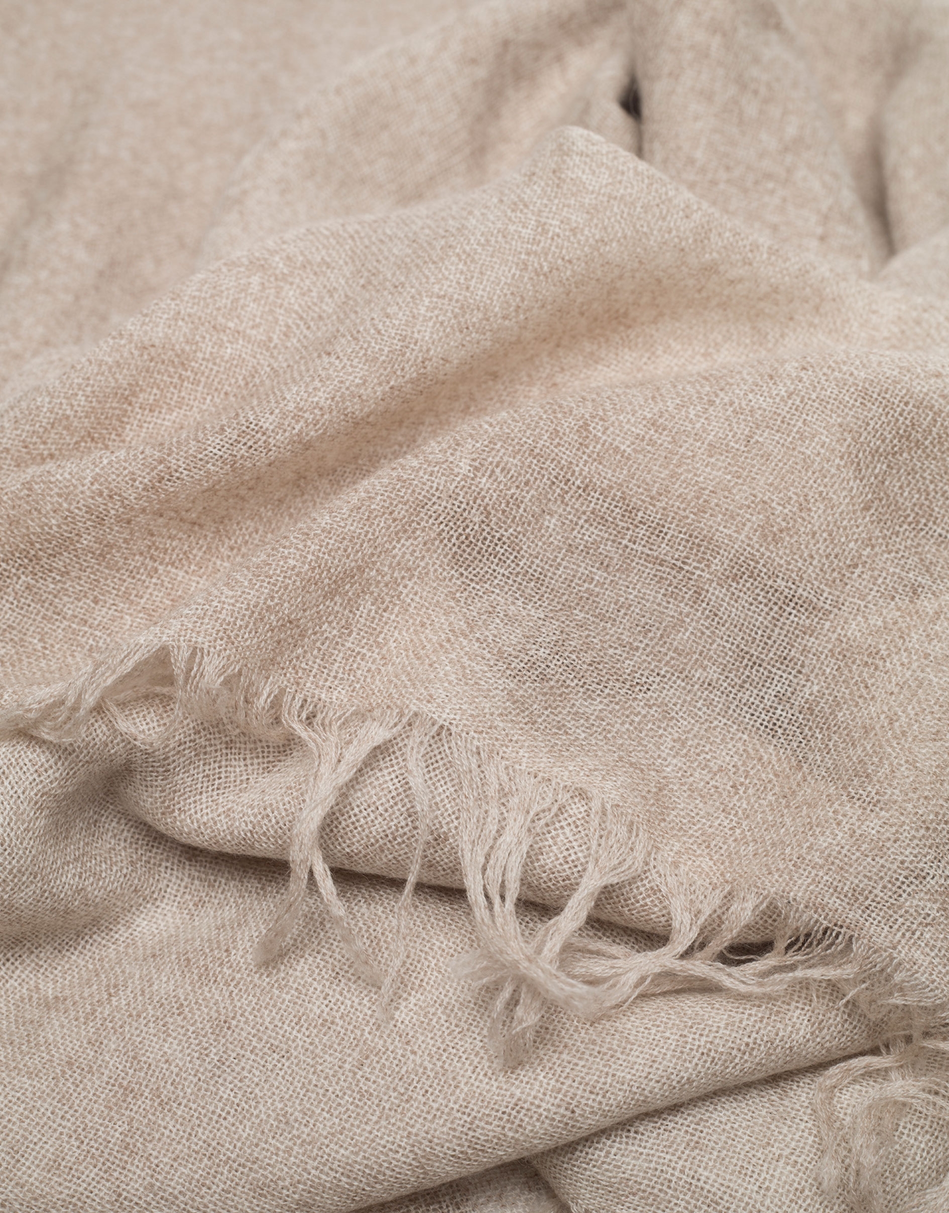 Beige wool and cashmere scarf