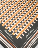 Ochre geometric print silk scarf