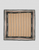 Ochre geometric print silk scarf