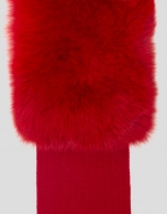 Red wool and fur scarf