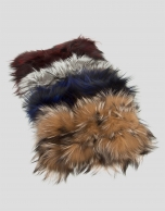 Natural colored fur tubular scarf with feathers