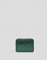 Green metalized leather coin purse