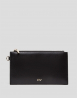 Black leather flat wallet