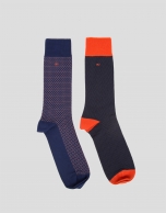 Pack of herringbone and tie motif jacquard socks