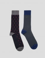 Pack of herringbone and polka dot socks