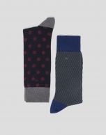 Pack of herringbone and polka dot socks