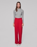 Burgundy palazzo pants with darts