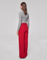 Burgundy palazzo pants with darts