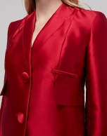 Red silk suit jacket