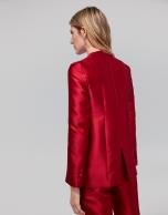 Red silk suit jacket