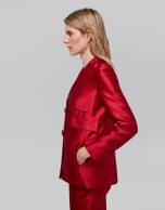 Red silk suit jacket