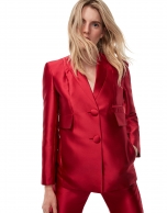 Red silk suit jacket