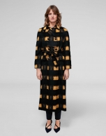 Long, black checked coat