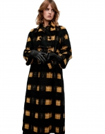 Long, black checked coat