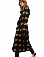 Long, black checked coat