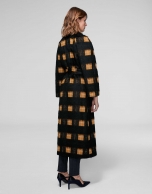 Long, black checked coat