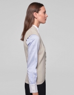 Beige ribbed merino wool vest