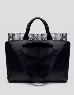 Leather, snakeskin-print, Harriet shopping bag 