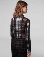 Brown checked knit top