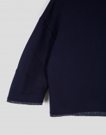 Navy blue draped knit top