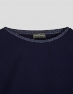 Navy blue draped knit top