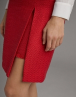 Carmine red midi skirt with slit