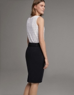 Black midi skirt with bow at waist