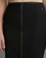 Black pencil skirt with grosgrain ribbon