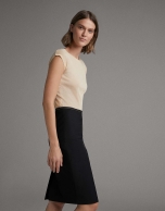 Black pencil skirt with grosgrain ribbon