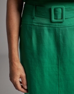 Green midi skirt with belt