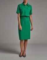 Green midi skirt with belt