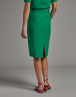 Green midi skirt with belt