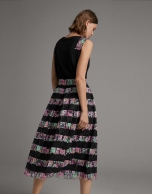 Long black skirt with colored lace