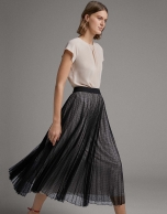 Long pleated tulle skirt with dots