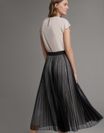 Long pleated tulle skirt with dots