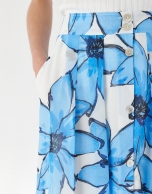 Blue floral print skirt with flounce