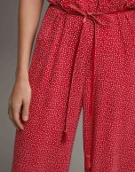 Red print loose jumpsuit