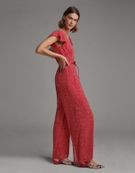 Red print loose jumpsuit