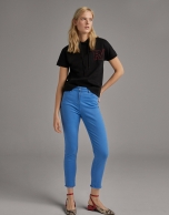 Blue straight cotton pants