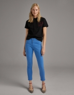 Blue straight cotton pants