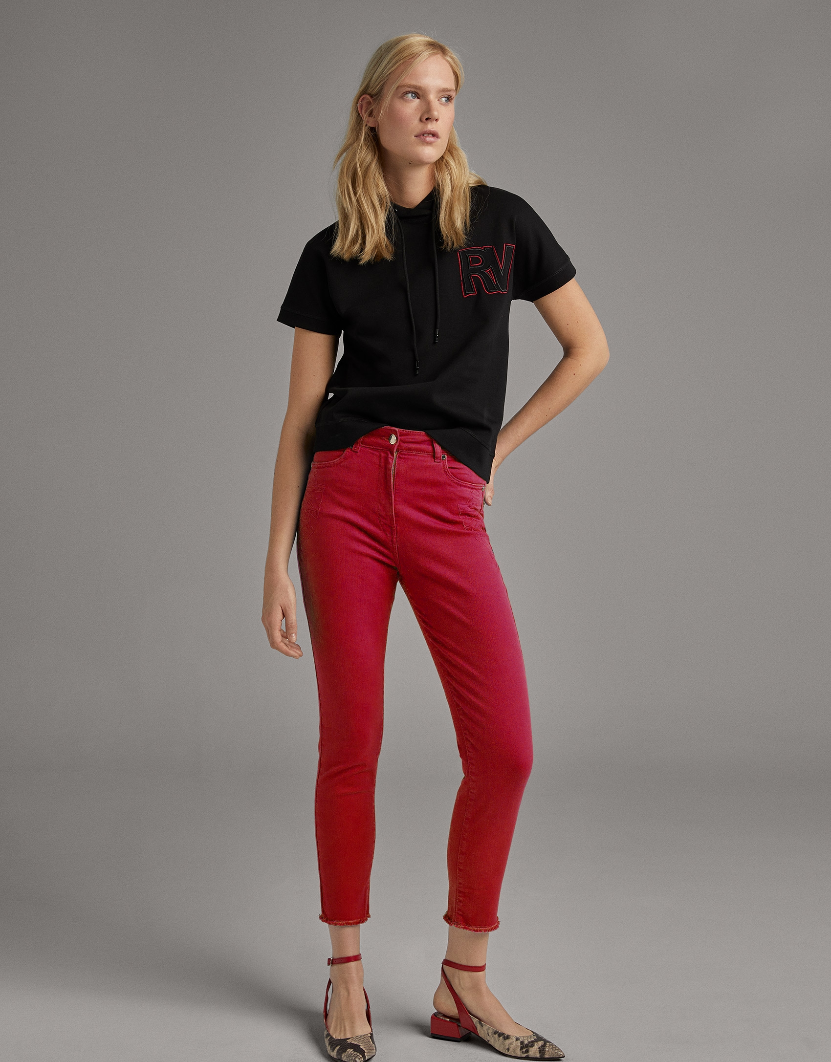 Burgundy straight cotton pants