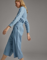 Blue flowing cropped pants